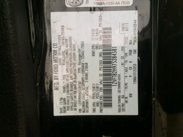 1ZVFT82H975284581 - 2007 FORD MUSTANG GT BLACK photo 10