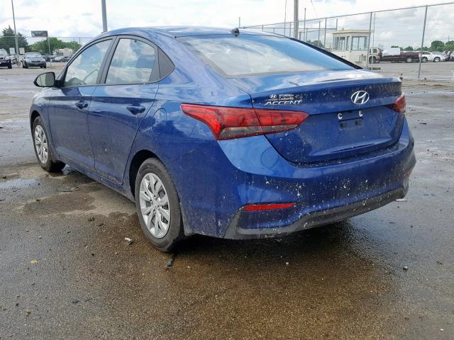 3KPC24A37JE029818 - 2018 HYUNDAI ACCENT SE BLUE photo 3