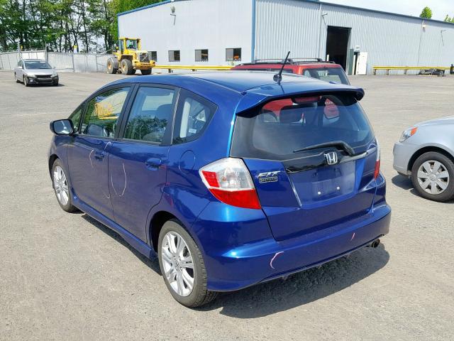 JHMGE88499S013299 - 2009 HONDA FIT SPORT BLUE photo 3