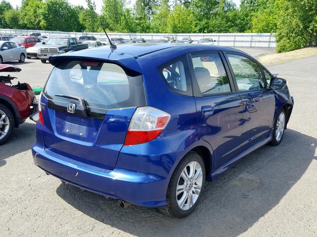 JHMGE88499S013299 - 2009 HONDA FIT SPORT BLUE photo 4