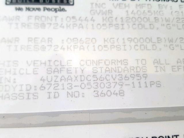 4UZAAXDC56CV36959 - 2006 FREIGHTLINER CHASSIS FS YELLOW photo 10