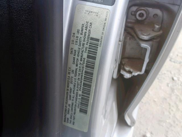 3VWSA69M65M067556 - 2005 VOLKSWAGEN JETTA GLS SILVER photo 10