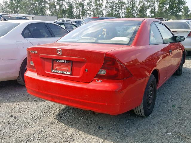 1HGEM22501L007997 - 2001 HONDA CIVIC LX RED photo 4