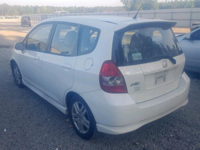 JHMGD38687S068444 - 2007 HONDA FIT S WHITE photo 3