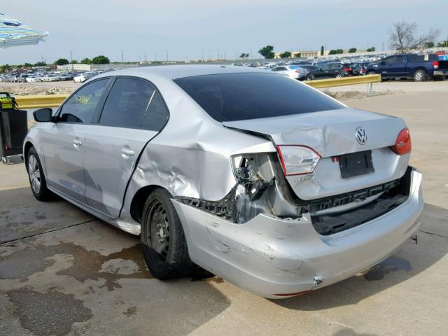 3VW2K7AJXCM349569 - 2012 VOLKSWAGEN JETTA BASE SILVER photo 3