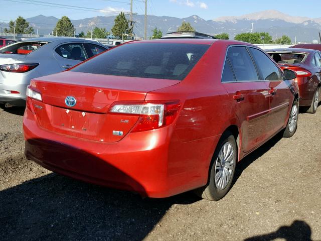 4T1BD1FKXCU061425 - 2012 TOYOTA CAMRY HYBR RED photo 4