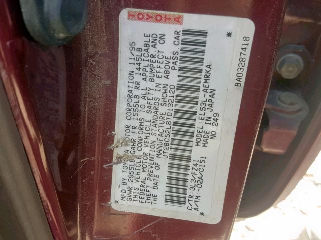 JT2BC52L8T0132120 - 1996 TOYOTA TERCEL DX RED photo 10