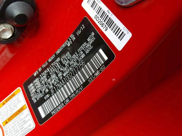 JF1ZNAA10D2712756 - 2013 TOYOTA SCION FR-S RED photo 10