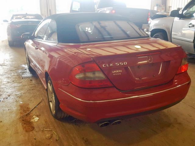 WDBTK72F47T087345 - 2007 MERCEDES-BENZ CLK 550 RED photo 3