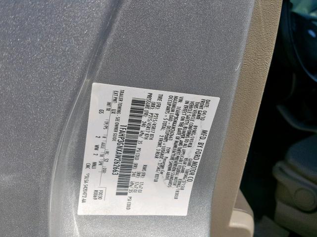 1FAHP3GNXAW262663 - 2010 FORD FOCUS SES SILVER photo 10