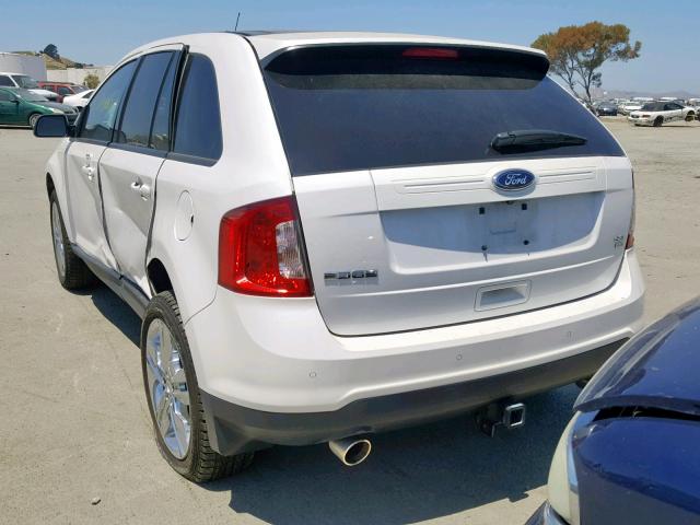 2FMDK4JC5EBA90906 - 2014 FORD EDGE SEL WHITE photo 3