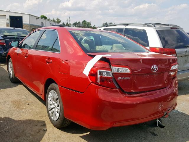 4T4BF1FK1DR312348 - 2013 TOYOTA CAMRY L RED photo 3