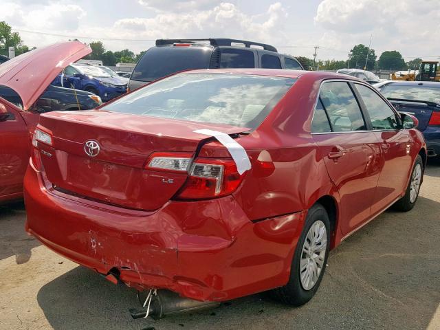 4T4BF1FK1DR312348 - 2013 TOYOTA CAMRY L RED photo 4