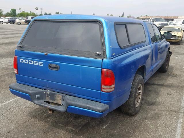 1B7GL22N6YS789796 - 2000 DODGE DAKOTA BLUE photo 4