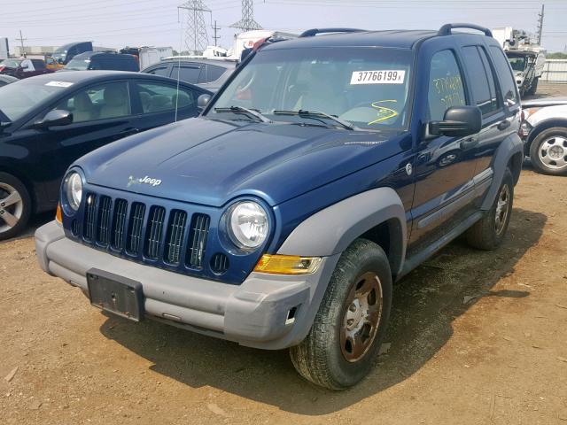 1J4GL48K55W599835 - 2005 JEEP LIBERTY SP BLUE photo 2