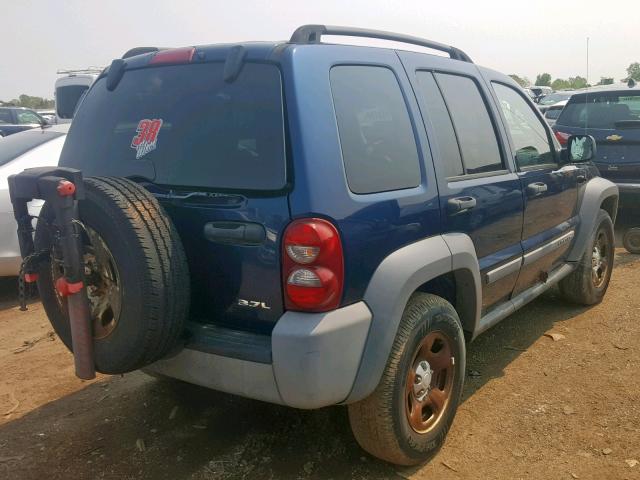 1J4GL48K55W599835 - 2005 JEEP LIBERTY SP BLUE photo 4