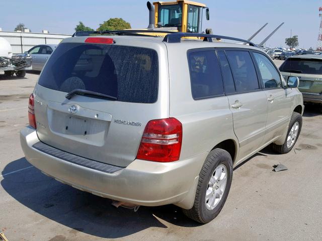 JTEHF21A330143948 - 2003 TOYOTA HIGHLANDER GRAY photo 4