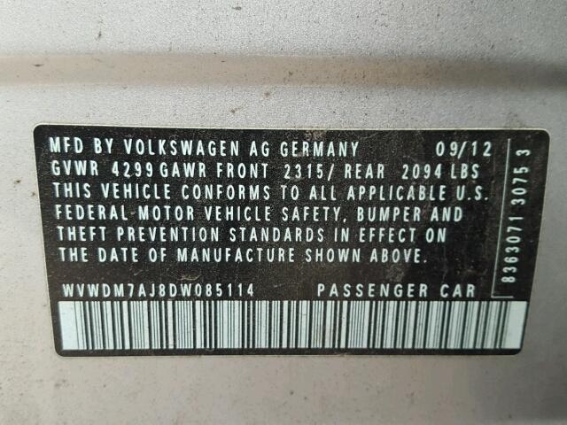 WVWDM7AJ8DW085114 - 2013 VOLKSWAGEN GOLF 银色 照片 10