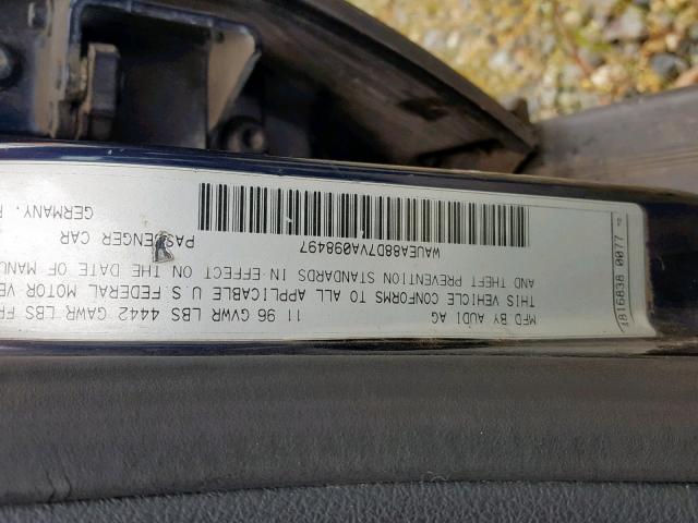 WAUEA88D7VA098497 - 1997 AUDI A4 2.8 QUA BLUE photo 10