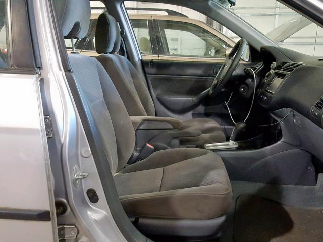 2HGES16365H567275 - 2005 HONDA CIVIC DX V SILVER photo 5