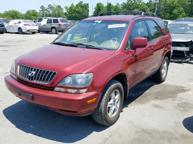 JT6HF10U0X0040008 - 1999 LEXUS RX 300 MAROON photo 2