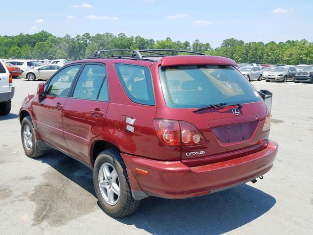 JT6HF10U0X0040008 - 1999 LEXUS RX 300 MAROON photo 3