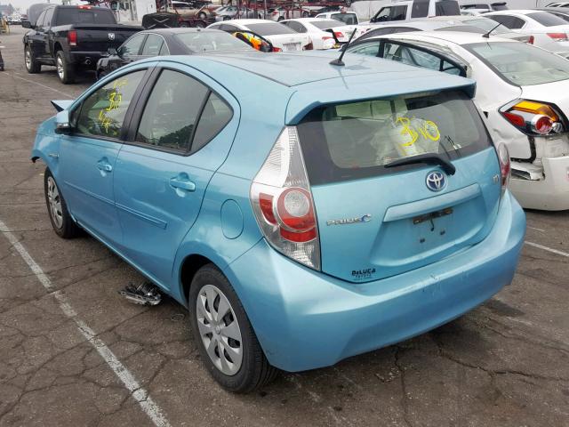 JTDKDTB3XD1055786 - 2013 TOYOTA PRIUS C BLUE photo 3