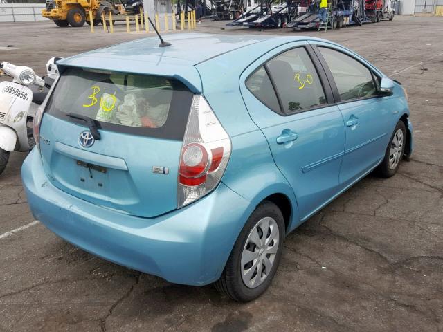 JTDKDTB3XD1055786 - 2013 TOYOTA PRIUS C BLUE photo 4