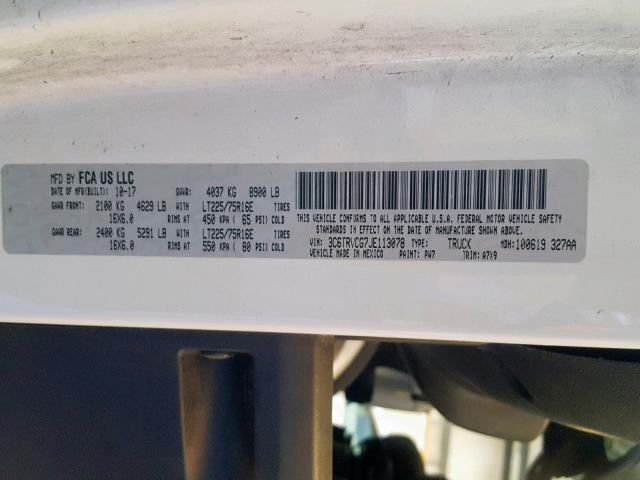 3C6TRVCG7JE113078 - 2018 RAM PROMASTER 白色 照片 10