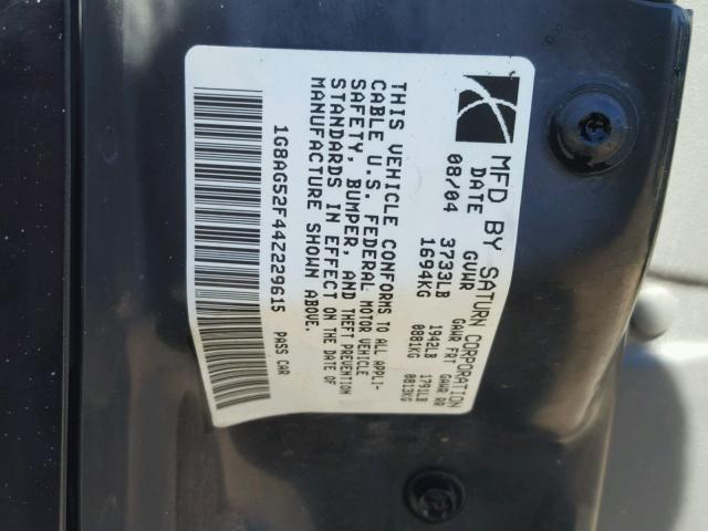 1G8AG52F44Z229615 - 2004 SATURN ION LEVEL BLACK photo 10