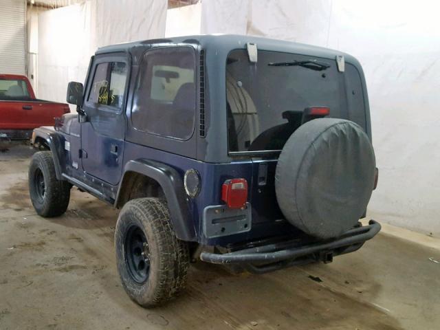 1J4FA29P11P343051 - 2001 JEEP WRANGLER / BLUE photo 3