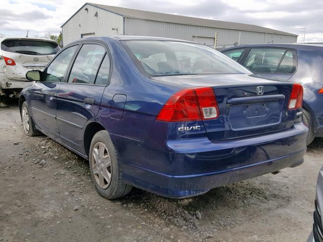 2HGES163X5H010580 - 2005 HONDA CIVIC DX V BLUE photo 3