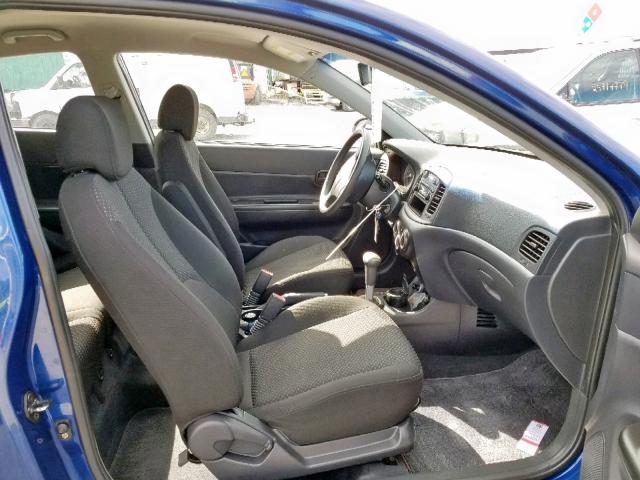 KMHCN35C27U007436 - 2007 HYUNDAI ACCENT BAS BLUE photo 5