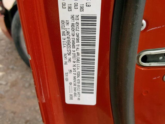 1J4NT4FA5AD515794 - 2010 JEEP COMPASS SP 橙色 照片 10