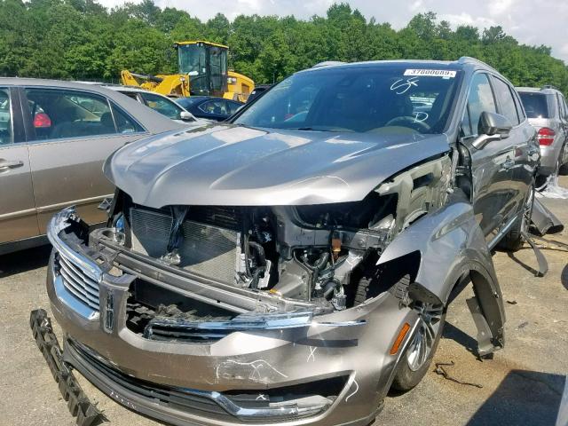 2LMTJ6LR8GBL59242 - 2016 LINCOLN MKX RESERV CHARCOAL photo 2