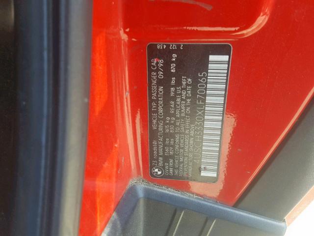 4USCH3330XLF70065 - 1999 BMW Z3 2.8 RED photo 10