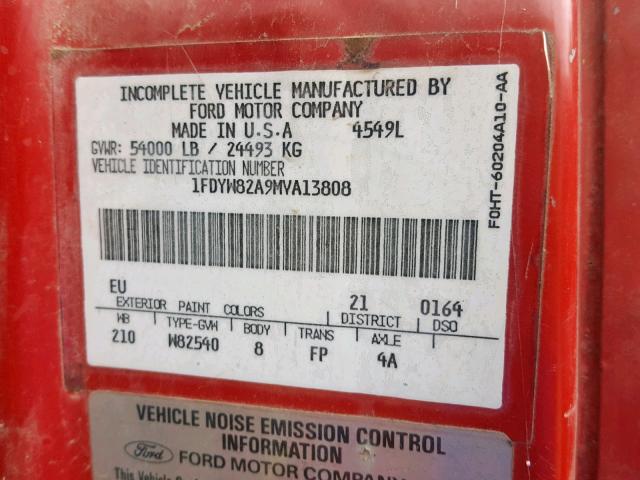 1FDYW82A9MVA13808 - 1991 FORD N-SERIES L RED photo 10