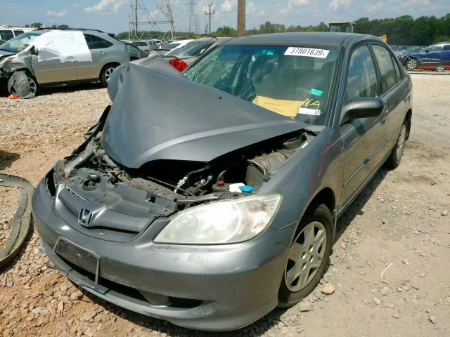 1HGES16365L026536 - 2005 HONDA CIVIC DX V GRAY photo 2