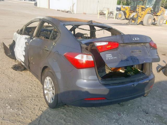 KNAFX4A86F5266097 - 2015 KIA FORTE EX GRAY photo 3