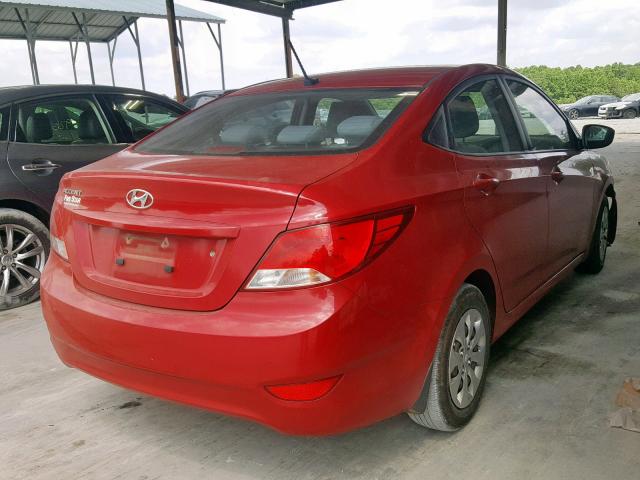 KMHCT4AE6GU992066 - 2016 HYUNDAI ACCENT SE RED photo 4