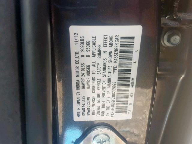 JH4CU2F63DC005026 - 2013 ACURA TSX TECH CHARCOAL photo 10