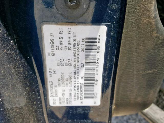 3D7KA28C03G783617 - 2003 DODGE RAM 2500 S BLUE photo 10