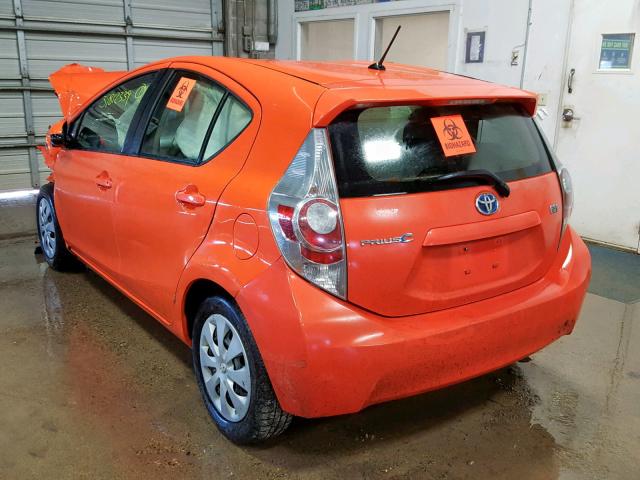 JTDKDTB34E1074383 - 2014 TOYOTA PRIUS C ORANGE photo 3