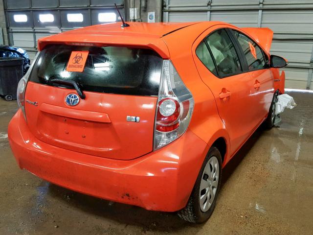 JTDKDTB34E1074383 - 2014 TOYOTA PRIUS C ORANGE photo 4