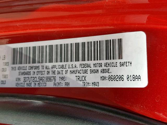 3D7UT2CL5AG189676 - 2010 DODGE RAM 2500 RED photo 10