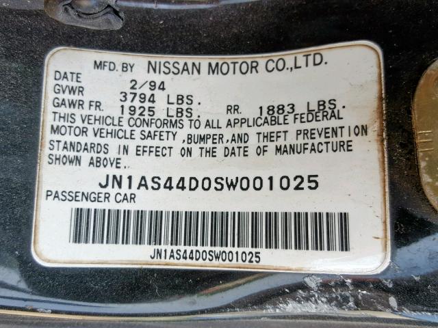 JN1AS44D0SW001025 - 1995 NISSAN 240SX BASE GREEN photo 10