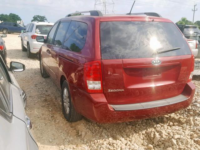 KNDMG4C78B6405813 - 2011 KIA SEDONA LX RED photo 3