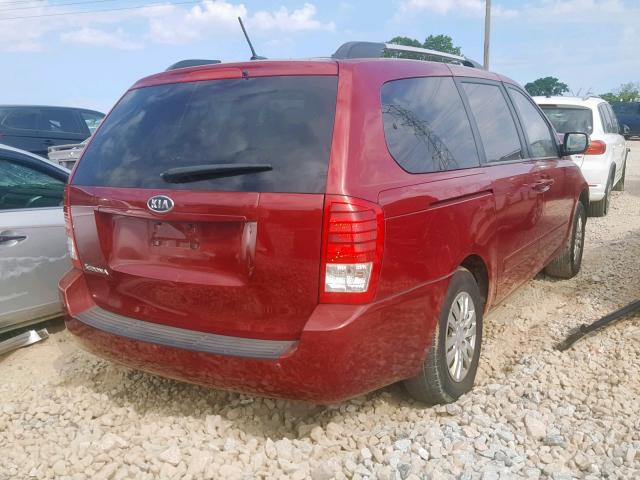 KNDMG4C78B6405813 - 2011 KIA SEDONA LX RED photo 4