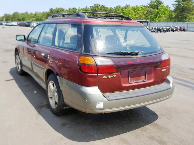 4S3BH665727653877 - 2002 SUBARU LEGACY OUT BURGUNDY photo 3