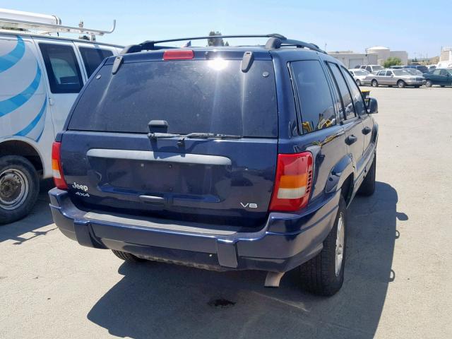 1J4GW48N24C339300 - 2004 JEEP GRAND CHER BLUE photo 4